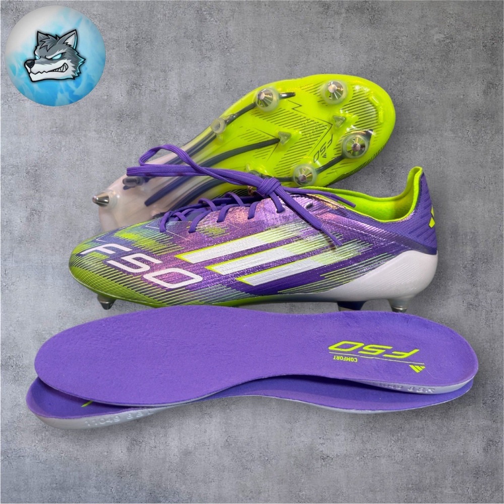 Men's adidas F50 ELITE SG Soccer Cleats Purple Rush Lucid Lemon JH7633 Size 5.5